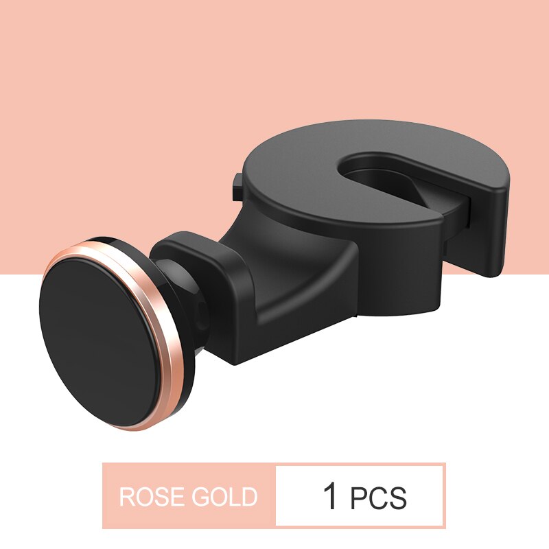 Mobiele Telefoon Tablet Stand Auto Achterbank Houder Voor Mini Ipad Telefoon Beugel Multifunctionele Auto Haak Draaibaar Magnetic Base mount: Rose Gold Left