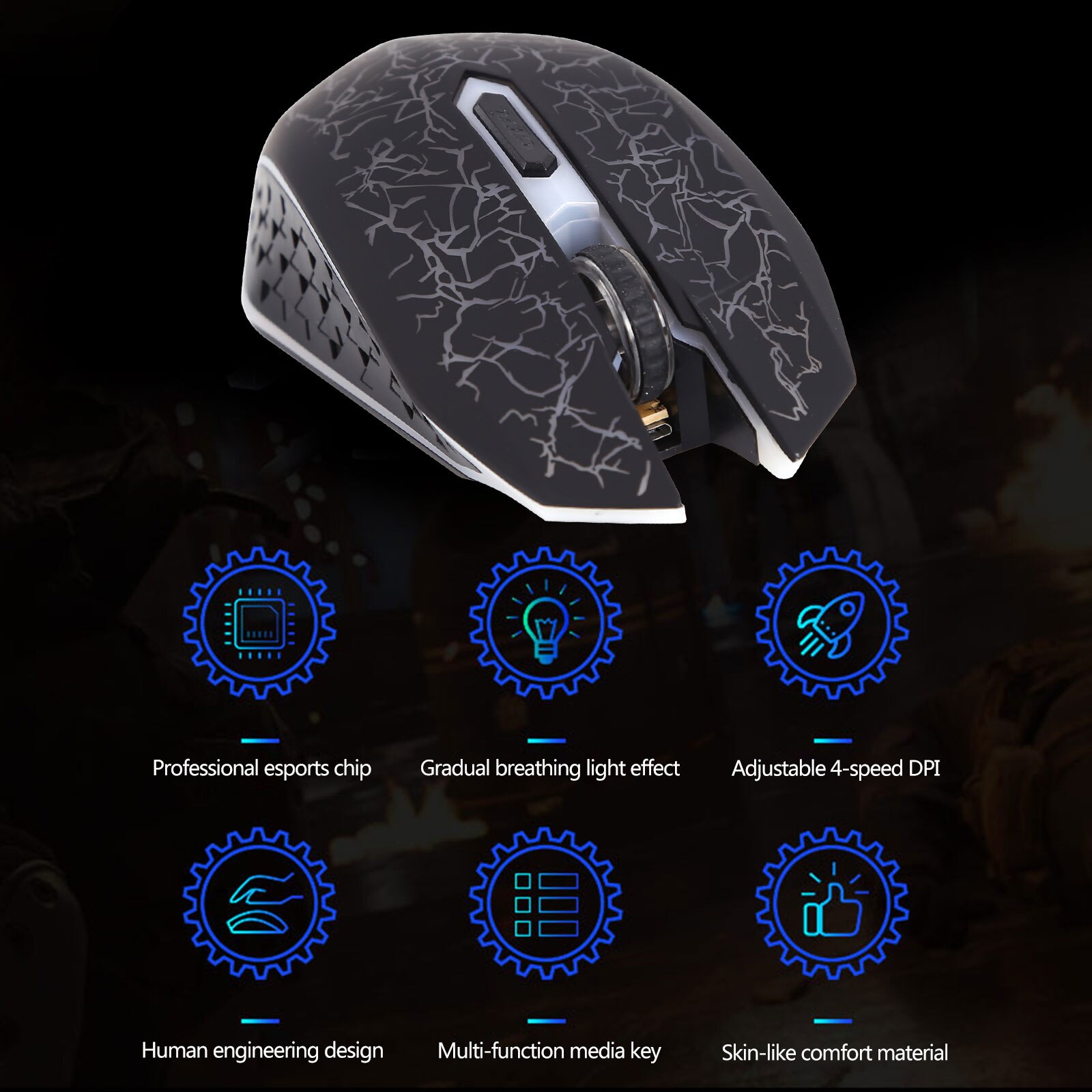 Wireless Gaming Mouse Rechargeable 2.4GHz Rechargeable Cordless Mice Wireless Computer Silent Gaming Mouse for Laptop