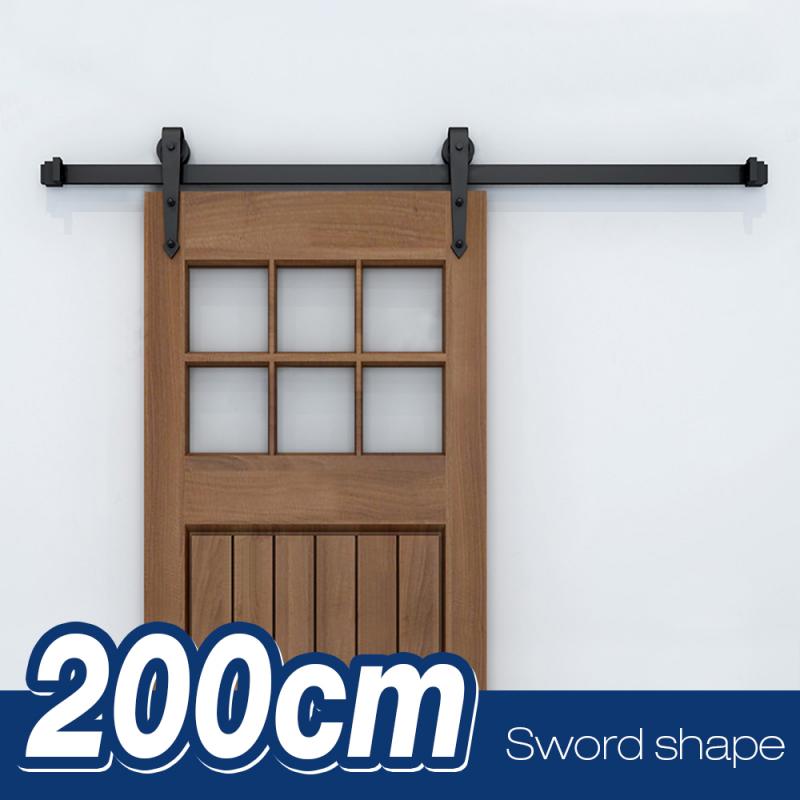 6FT Schuifdeuren Schuur Deur Hardware Roller Track Rail Kit Set Voor Closet Kastdeur Schuifdeuren Schuur Huishoudelijke Werken Deuren Track hwc