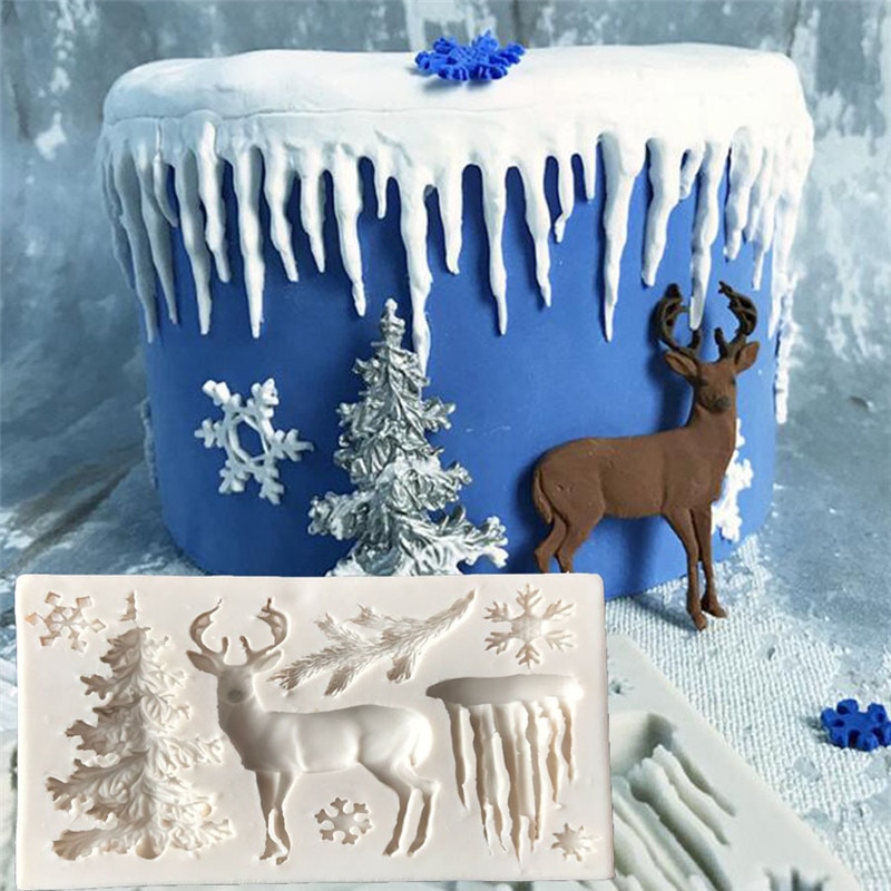 Siliconen Cakevorm Kerst Rendier Vorm Fondant Mould Cake Decorating Gereedschap Diy Cake Gebak Keuken Bakken Accessoires