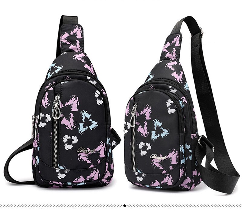 Motivo Floreale di modo Delle Signore di Sacchetto di Petto di Alta Qualità Warterproof Borsa Da Viaggio in nylon Sacchetto di Crossbody per Le Donne fionda Borsa messaggero Borsa: Trefoil modello