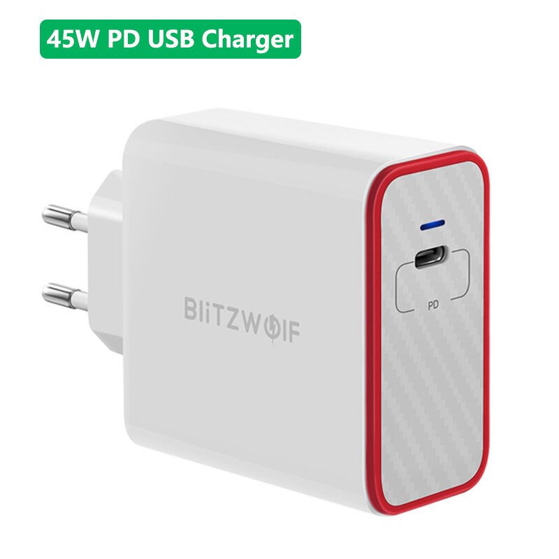 BlitzWolf 45W USB PD schnell aufladen Typ C Telefon Schnelle Ladung Zauberstab Ladegerät EU Stecker Für iPhone 12 Mini Profi Max 11 Profi Max/iPad Profi: Ursprünglich Titel