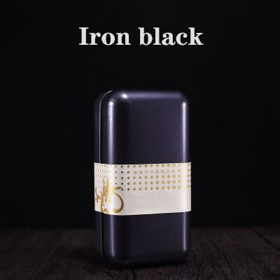 Mini Portable Universal Tea Square Can Storage Tinplate Box Packaging Jar: Iron black