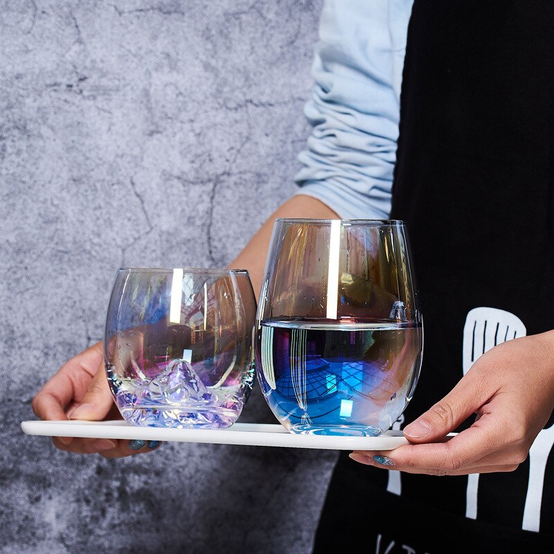Vidrio de arcoíris coctel Copa el desayuno, té de la leche jugo de café vino Oficina hogar cristal transparente taza de agua Vasos