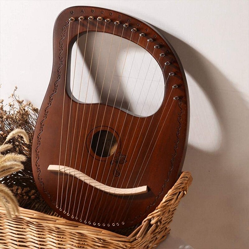 Lyre Harp 16 Strings Harp Portable Small Harp with Durable Steel Strings Wood String Musical Instrument