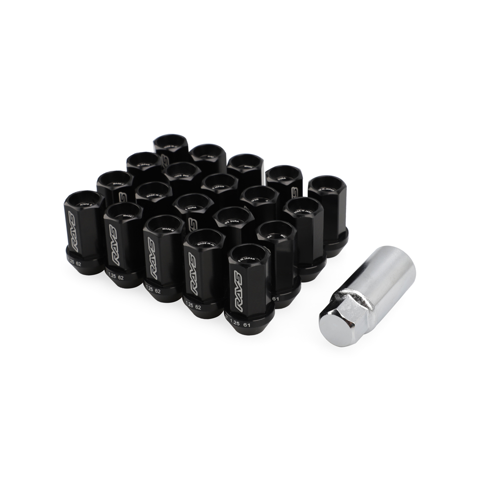 20 Teile/satz Strahlen Auto Rad Rennen Radmuttern Nabe Schraube M12 * 1,5/1,25 Schutz Gegen Diebstahl Rad Kappen außen TeileJdm Zubehör: M12x1.25 / Schwarz