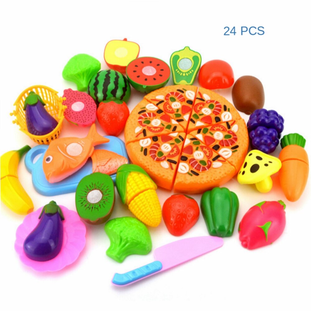 Pretend Play Plastic Food Toy Cutting Fruit Vegetable Food Pretend Play Children Toys For Kids Educational Toys: 24pcs