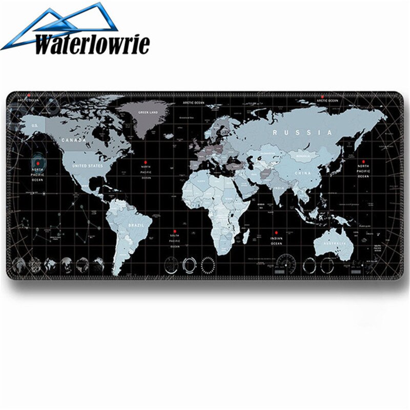 900x400 alfombrillas de ratón XXL Gamer teclado alfombrilla para ratón mapa del mundo goma Natural antideslizante con Borde de bloqueo alfombrilla de ratón de Gamer alfombrilla raton: Marrón oscuro / 700 x 300 mm