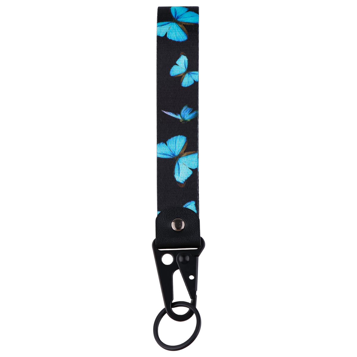 LLavero de mariposa para coche, cordón para llaves, USB, tarjeta de identificación para gimnasio, soporte para insignia, correas para teléfono móvil, correas cortas para muñeca, accesorios para llavero: Negro