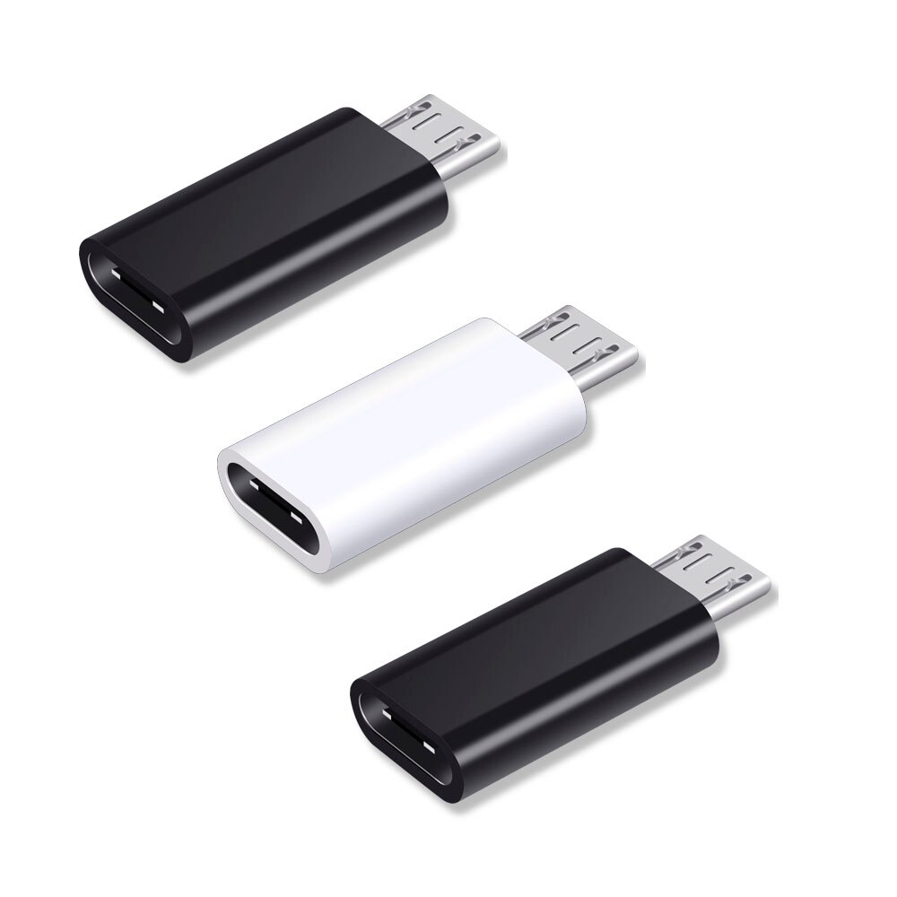 NYFundas 3 stücke usb c zu Mikro usb Adapter für Samsung Galaxis S7 S6 Rand Huawei honor 8x Xiaomi Redmi Hinweis 5 6 Profi 4 LG usbc kabel: Schwarz 2 und Weiß 1