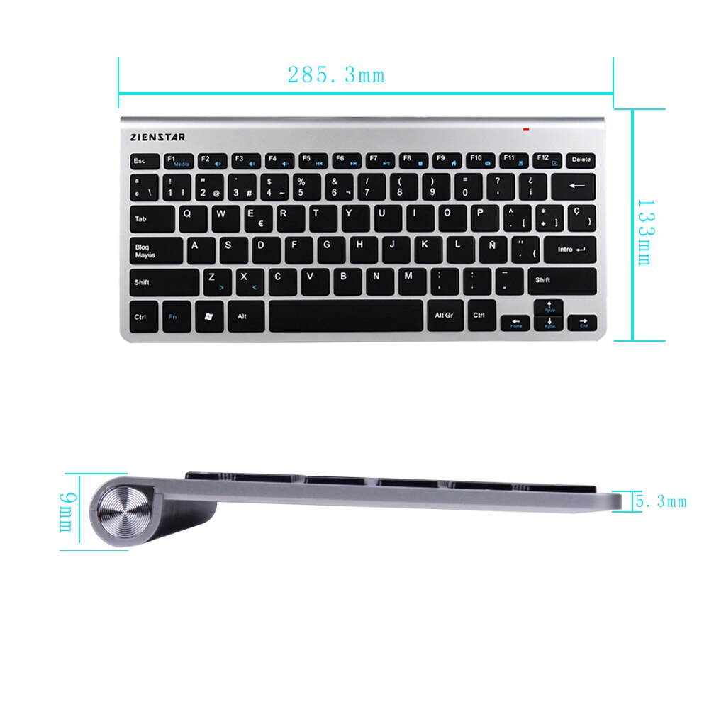 Zienstar-Teclado inalámbrico ultradelgado, 2,4G, idioma español, para Macbook, PC, ordenador portátil, Smart TV con receptor USB