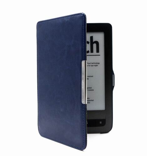 Gligle Tablet leather case cover voor Pocketbook Touch/Touch lux 622/623 Ereader shell 50 stks/partij: dark blue