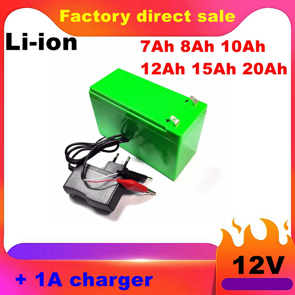 12v 7ah 8ah 10ah 12ah 15ah 20ah litium-ion litiumbatteri for sprøytevekt tilgangskontroll barn lekefly  + 1a lader