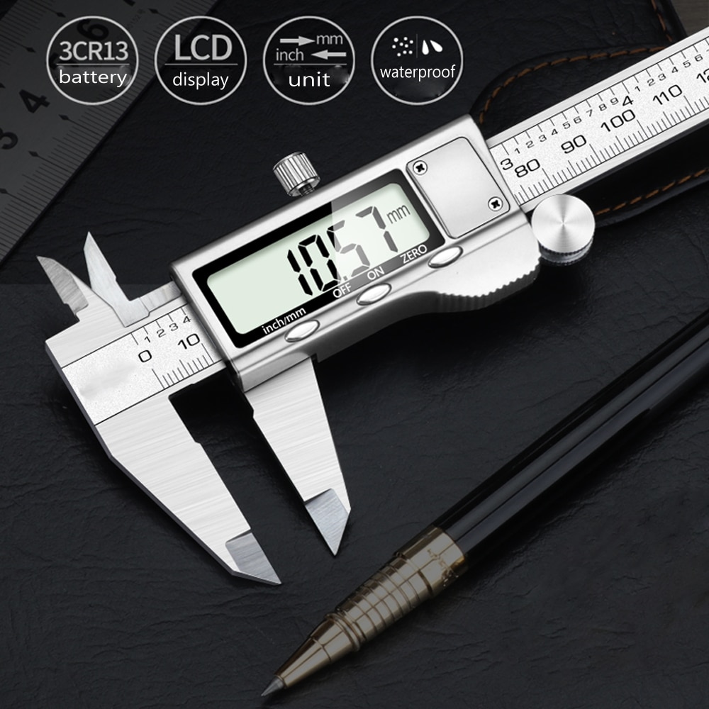 Digital vernier caliper measurement tool Stainless steel electronic digital caliper Micrometer LCD Work waterproof
