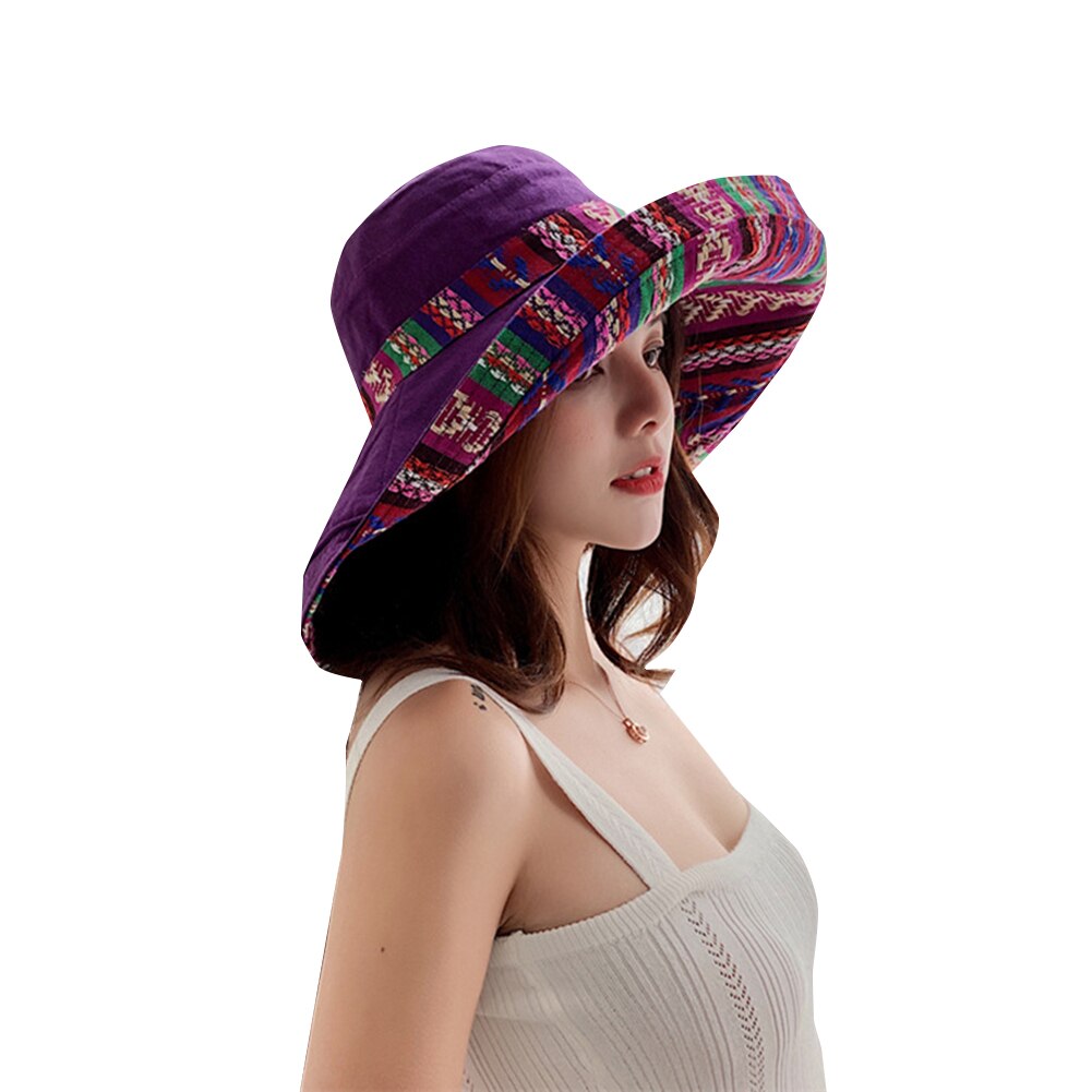 Sombrero de ala ancha a la para mujer, sombrero de invierno cálido Retro con patrón étnico Fedora, sombrero de ala ancha, sombrero flexible para mujer, invierno cálido: Morado