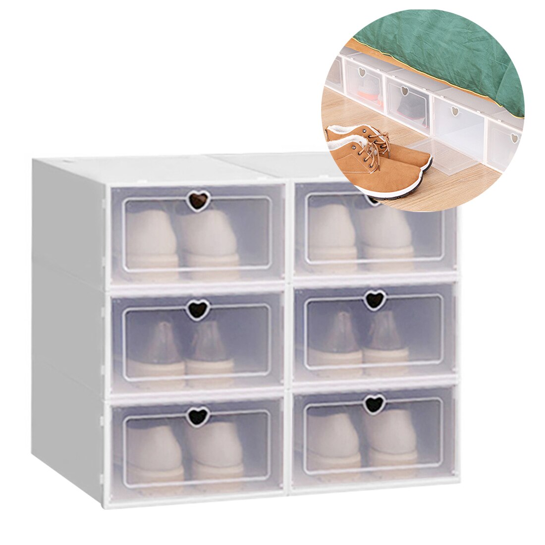 6 /10 Pcs Dikke Transparante Opbergdoos Schoenendoos Opslag Schoenendoos Stofdicht Schoenen Organizer Box Clamshell Type Opslag organizer