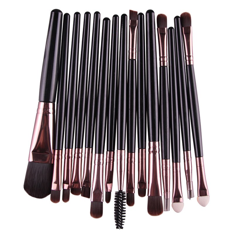 15pcs Portable Makeup Cosmetic Beauty Tools Eye Brush For Eyeshadow Eyebrow Multi-color Fiber Nylon Hair Plastic Handle