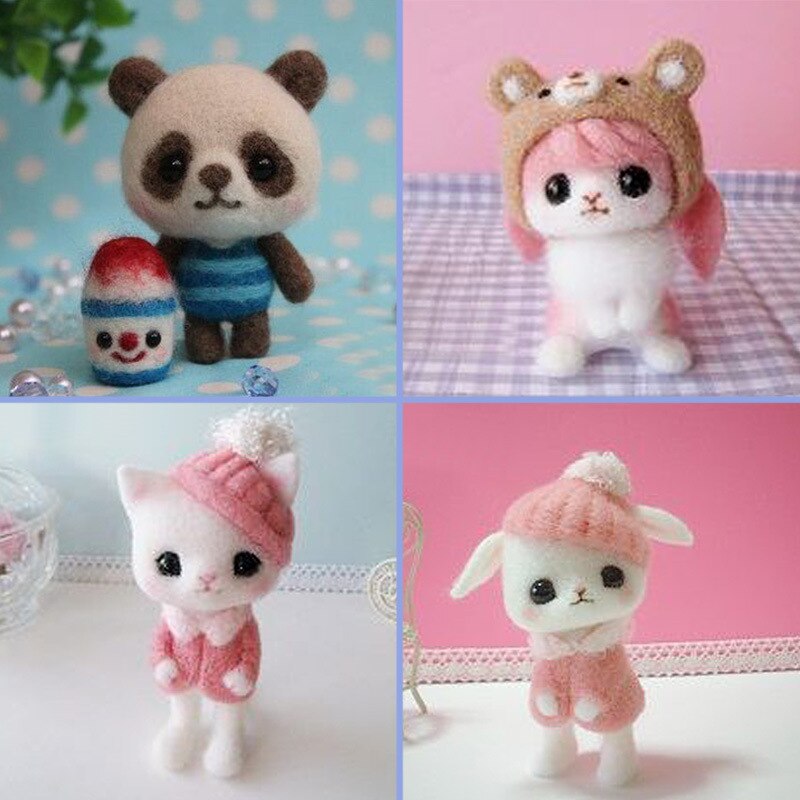 Cartoon Pandan DIY Animal Wool Felt Poked Knitting Handmade Needlework DIY Handcraft Wool Felting Material Package Sewing Craft