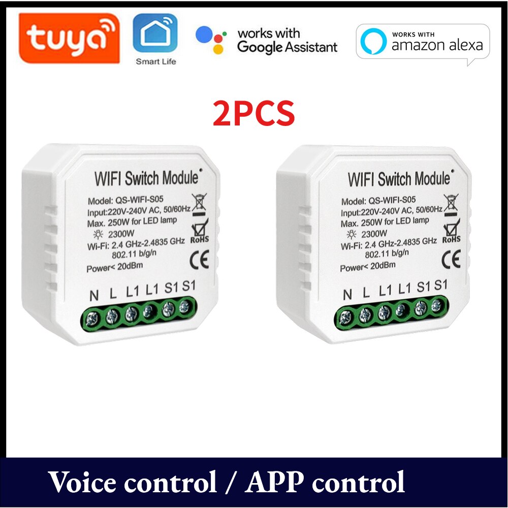 Tuya WiFi Intelligent Module Switch Modification Module Home DIY Tool APP/Voice Control Compatible with Alexa Google Home: 2pc