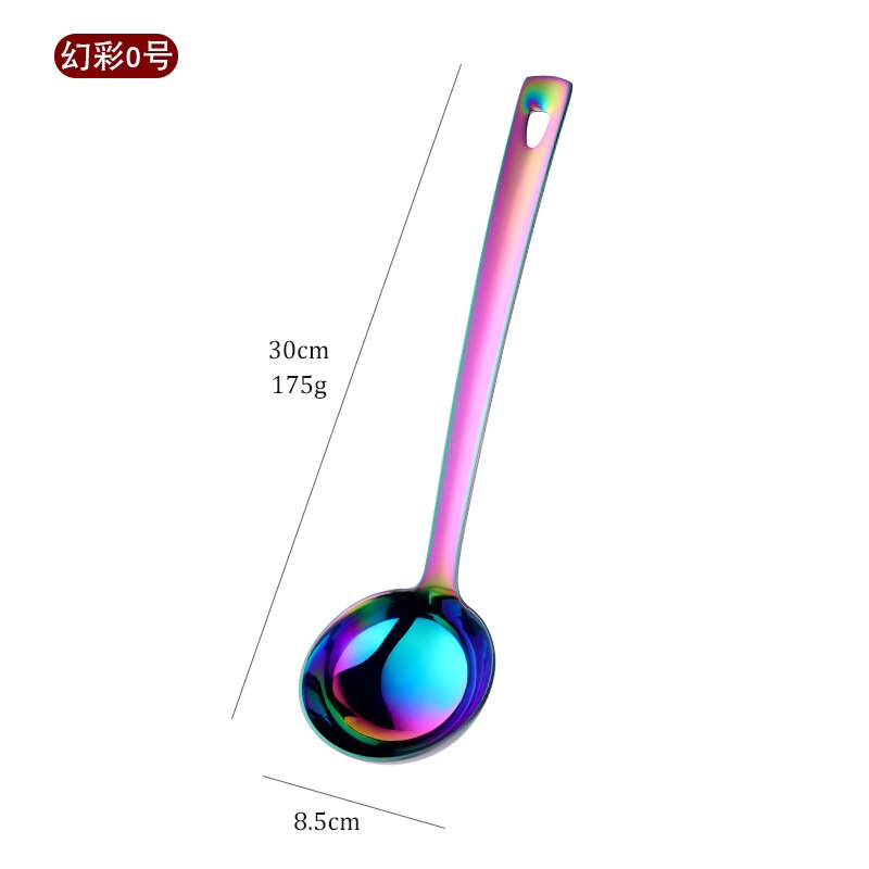 1PC Rainbow Stainless Steel Nonstick Kitchen Utensils Cooking Tool Long Serving Sets Scoop Spoon Fork Turner Ladle Cake Shovel: Light Grey