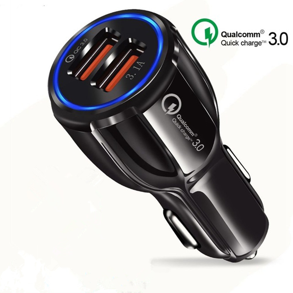 3.1A USB Auto Ladegerät Quick Charge QC 3,0 2 Port Dual USB Schnelle Ladekabel für Samsung Galaxy A10 M10 a30 A40 A50 A60 A70 M30: Black Charger