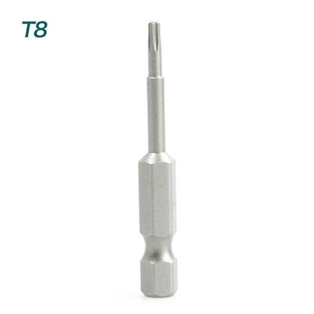 50mm torx skruetrækker bits med hul  t5, t6, t7, t15 t20 t25 t27 t30 1/4 tommer sekskantet skaft elektrisk skruetrækker stjerne bit sæt: T8