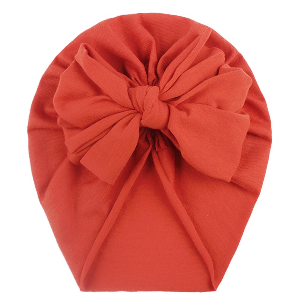 Gorro con cinta para la cabeza para bebé, gorra con estampado de lazo, turbante elástico de algodón, gorrito para envolver la cabeza para bebé, sombrero para niña, accesorios para el cabello para bebé: Orange