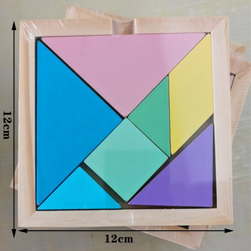 Tre puslespill tangram 3d puslespill leker låve tenker søle puslespill brett farge kjenne å utvikle pedagogiske leker satt til låve: Makronfarge