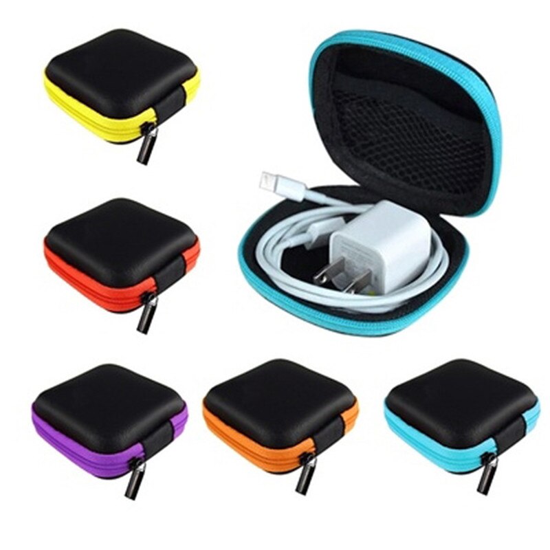 Draagbare Mini Elektronische Zak Rits Hoofdtelefoon Box In-Ear Oortelefoon Gevallen Eva Vierkante Oordopjes Headset Carry Digitale Zak