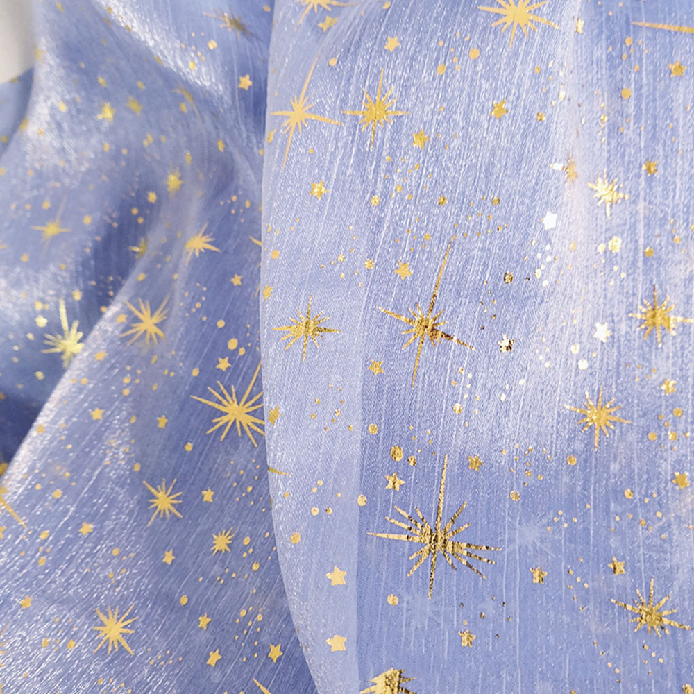 Bronserende skinnende krepp organza-stoff til damefestkjole i metervare glitter stjernemåne paljettnettgarn til diy-håndverk