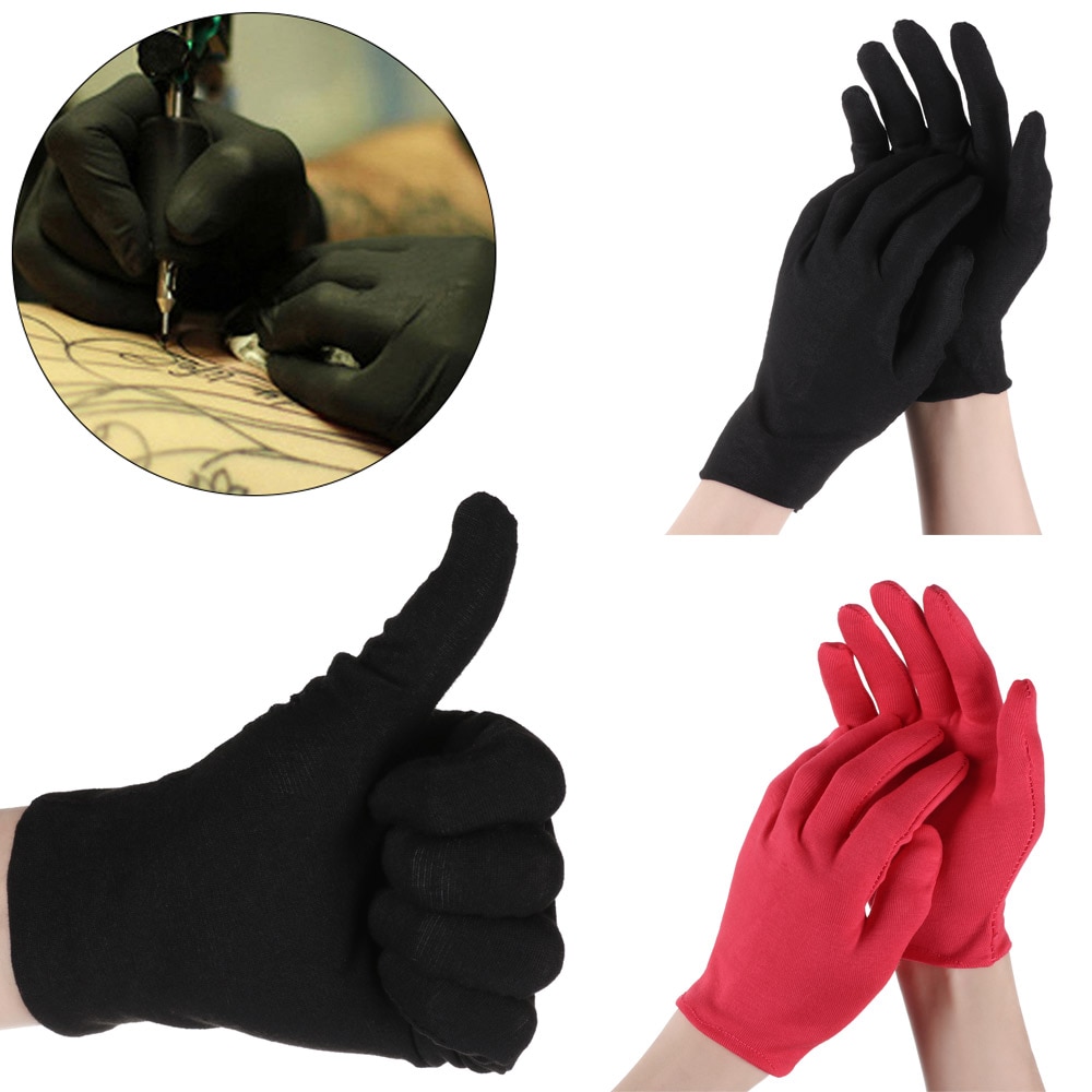 6 Paren/pak Dunne Zwarte Arbeidsbescherming Handschoenen Inspectie Handschoenen Katoenen Handschoenen Werk Ademende Antislip Handschoenen