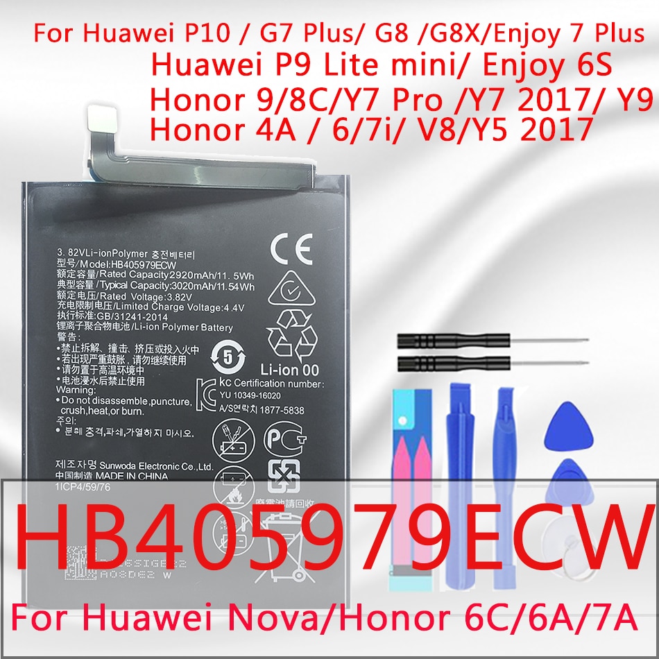 Batería HB405979ECW para Huawei Honor 9 7S 7A Pro 6A 6C 8A Y5 8C 5X 4X 6 7i V8 Enjoy 7 Plus AUM-L29 DUA-L22