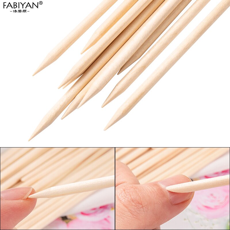 50/100 st orange pinnar dubbla ändar nail art pusher remover träpinnar för borttagning av nagelband manikyr pedikyr vårdverktyg set