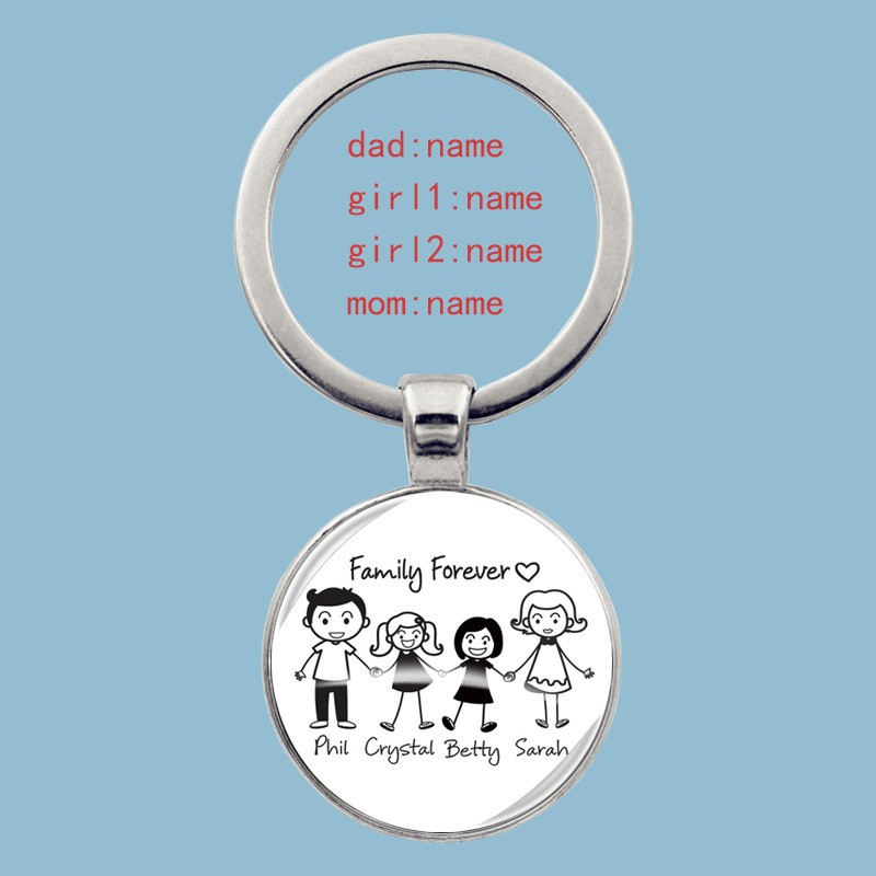 Lindo llavero familiar para siempre familia hermosa llave familiar colgante cumpleaños bautismo evento escolar recuerdos se pueden personalizar: Sandía roja