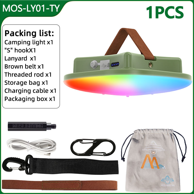 MOSLIGHTING Camping Light RGB Music Rhythm Light Portable Flashlight USB Rechargeable Outdoor hanging Tent Lamp Night Work Light: 2.5 W