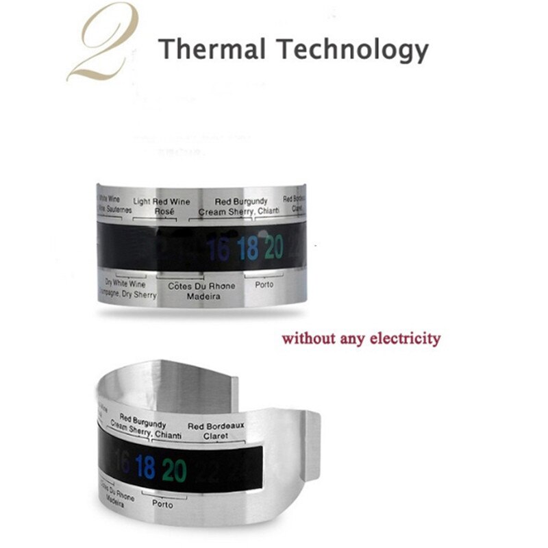 Capteur de température de vin rouge de thermomètre de Bracelet de vin de ménage d'acier inoxydable pour l'outil de barre de brassage à la maison de bière (4 -- 24'C)
