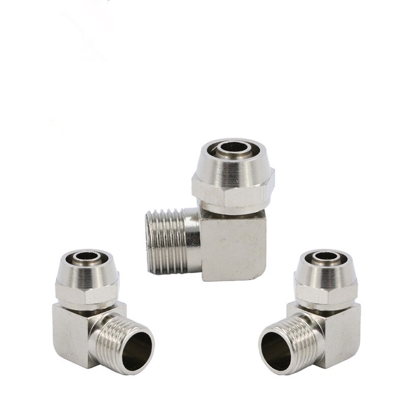 L Male Elbow Brass 6mm-BSP 1/8",1/4",3/8",1/2" OD Coupler Connector Compression fitting