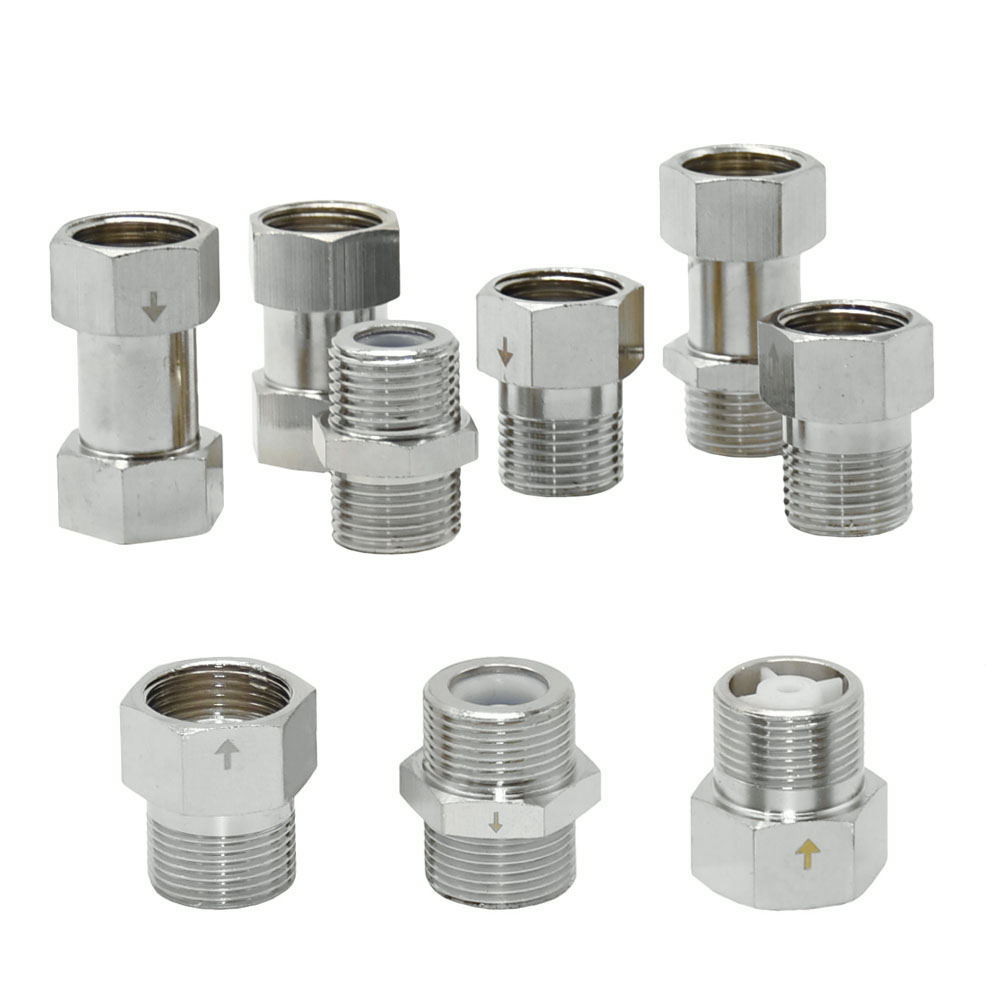 1/2" 3/4 Inch Thread Check Valve Connector Brass Copper Bathroom Water Heater Toilet Connector Coupler One-way Joint Adapter