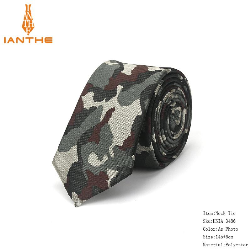 Herre slank slips camouflage mønster brand slips 6cm hals slips tynd slips til mænd bryllupsfest gravates slips: Ia3486