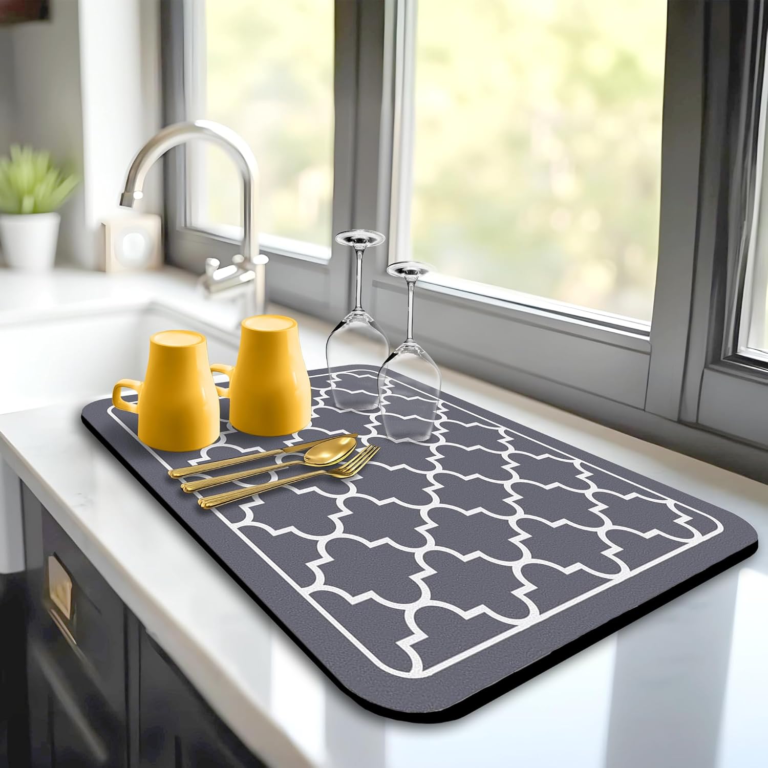 VIKAMA Koffiebar Droogkleed met waterdichte rubberen achterkant Geschikt onder koffiezetapparaat Machine Espresso Keukenaccessoires Thuiskleed: 80x40 cm / Blauw