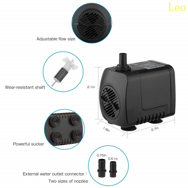 110V 220V AT-380Submersible Water Pumps for Aquarium Fish Tank Garden Pond Statuary Outdoor Fountain Pump with 12 PCS LED Lights