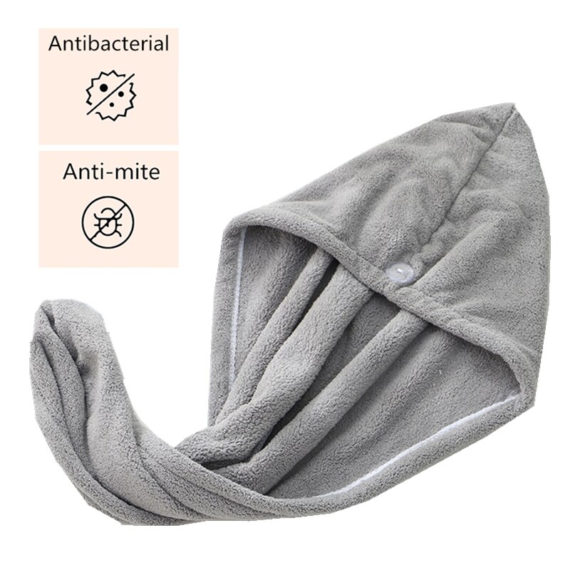 Toalla microfibra para cabello seco toallas de baño antiácaros toalla de baño para el cuidado del cabello de: Gray