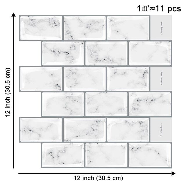 EasyTiles Peel And Stick Kitchen Splash Plate Tile, Household Waterproof And Antibacterial Self-Adhesive Wall Tiles-1 Sheet: T80018