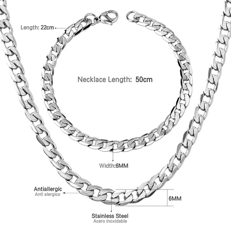LUXUSTEEL Stainless Steel Chains Jewelry Sets Widt... – Grandado