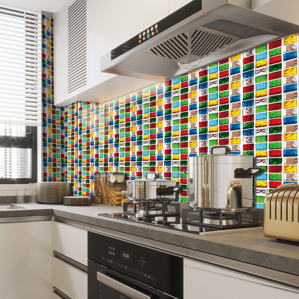 PVC Anti-collision Tile Stickers 10pcs/set DIY Waterproof Floor Decor Decal Mosaic Thickened Wall Tile Stickers