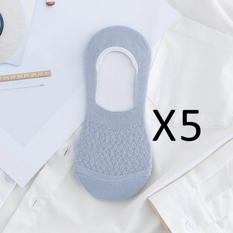 5 Pairs/Lot Invisible Candy Cotton Breathable Socks Non-Slip Mesh Women Summer Girls Casual Short Ankle Boat Low Cut Lady Sox: 4