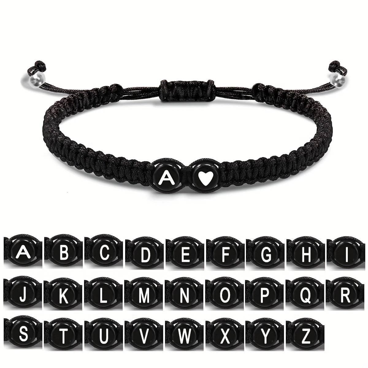 26 Letters Initial Heart Bracelets Handmade Adjustable A-Z Name Braided Bracelets For Women Men Jewelry Accessories