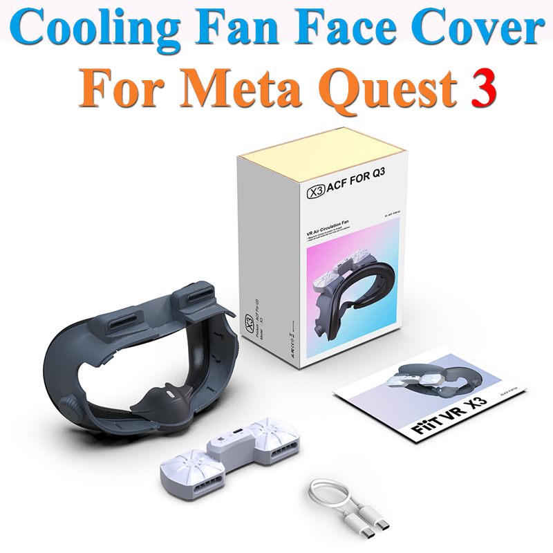 Cooling Fan For Meta Quest 3 Face Pad Active Ventilation Air Circulation Breathable Facial Interface VR Headset Cover Accessory