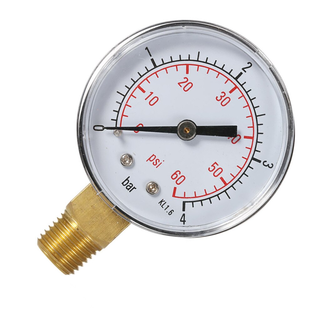 Pool Spa Filter Water Pressure Gauge Mini 0-60 PSI 0-4 Bar Side Mount 1/4 Inch Pipe Thread NPT TS-50