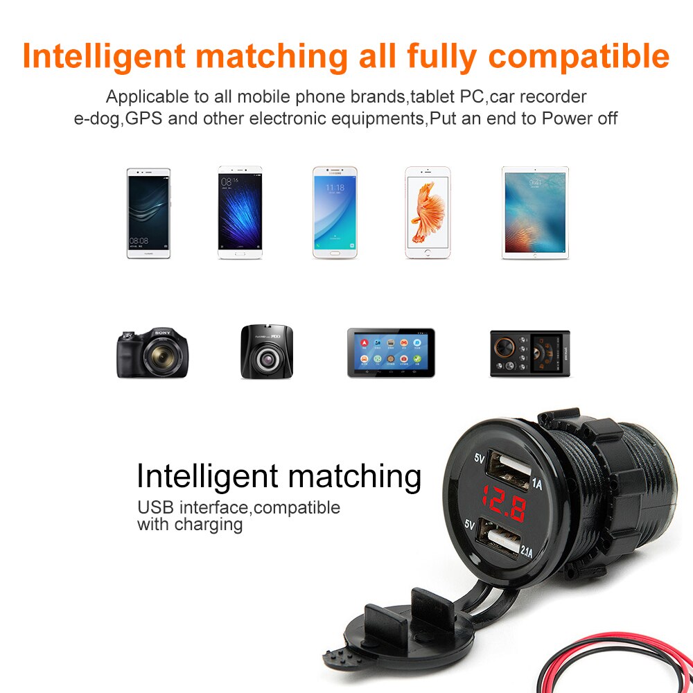 Podwójna zapalniczka samochodowa USB ładowarka robić zapalniczki samochodowej ładowarka + doprowadziło woltomierz cyfrowy monitor miernika 3 kolory